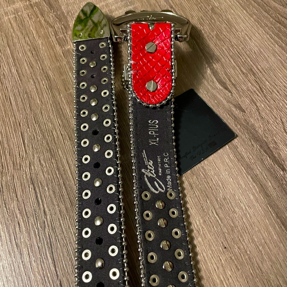 Elite Junior Red Rhinestone Belt XL Plus - Picture 4 of 8
